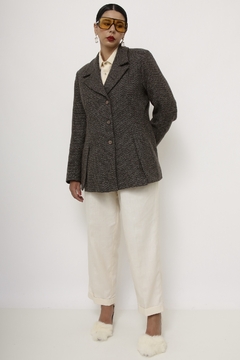 Blazer cinza xadrez vintage forrado - loja online