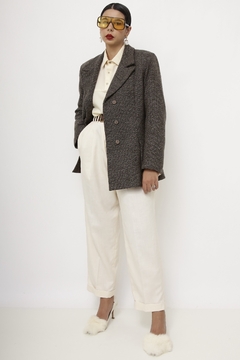 Blazer cinza xadrez vintage forrado - Capichó Brechó
