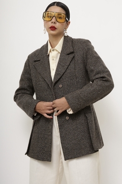 Blazer cinza xadrez vintage forrado