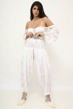 Calça algodão com renda vintage - loja online