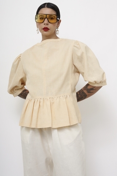 Camisa babados vintage bege - comprar online