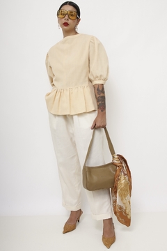 Camisa babados vintage bege