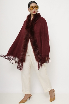 Poncho com gola pelucia vintage vintage - loja online