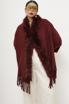Poncho com gola pelucia vintage vintage na internet