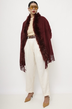 Poncho com gola pelucia vintage vintage
