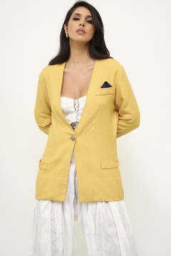 Blazer amarelo ombreira vintage - Capichó Brechó