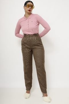 Calça xadrez cintura alta