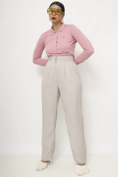 Imagem do Calça 100% seda cintura alta cinza