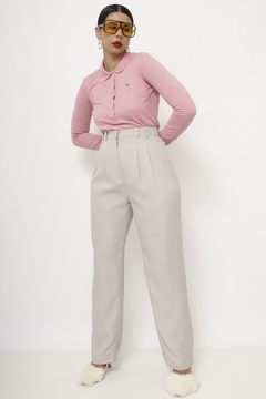 Polo LACOSTE rosa manga longa na internet