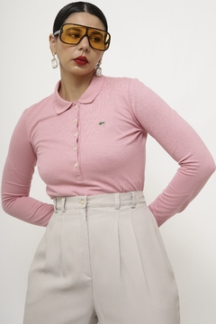 Polo LACOSTE rosa manga longa - comprar online