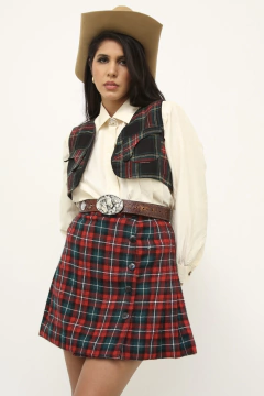 Colete xadrez vintage crooped