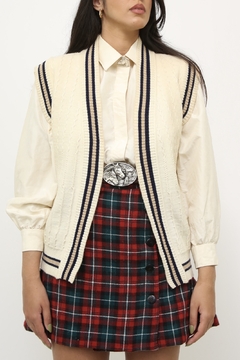 Colete vintage listras classico creme - loja online