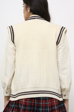 Colete vintage listras classico creme - comprar online