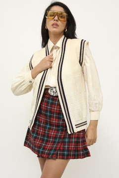 Colete vintage listras classico creme - Capichó Brechó