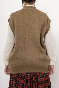 Colete lã com couro vintage - comprar online