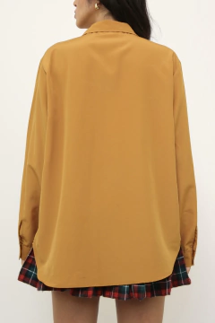 Camisa poliester mostarda vintage - loja online