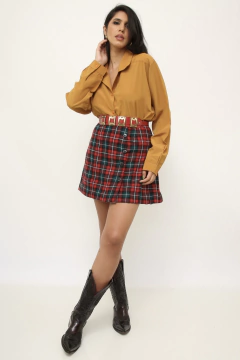Camisa poliester mostarda vintage - Capichó Brechó