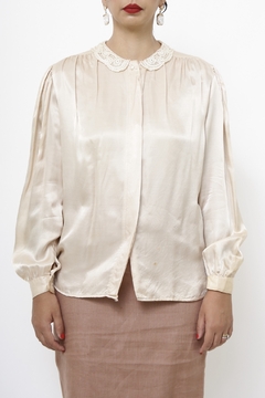 Camisa 100% seda vintage gola na internet