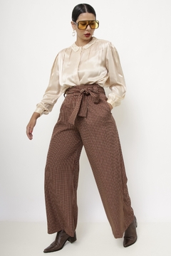 Calça xadrez vintage cintura alta - comprar online