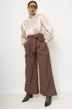 Calça xadrez vintage cintura alta
