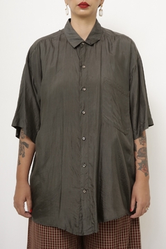 Camisa 100% seda verde na internet