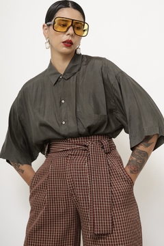 Camisa 100% seda verde