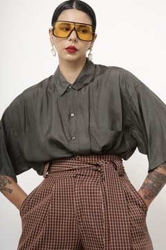 Camisa 100% seda verde