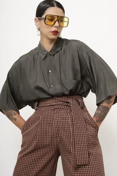 Camisa 100% seda verde na internet