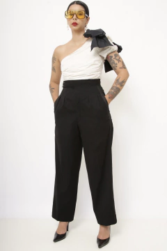 Calça cintura alta lã preta - comprar online