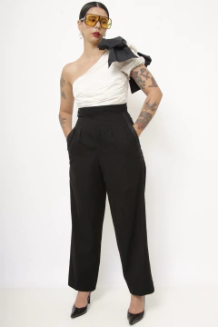 Calça cintura alta lã preta - comprar online