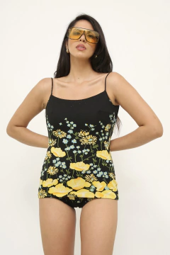 Maio preto flores vintage 70´s - comprar online