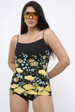 Maio preto flores vintage 70´s - comprar online