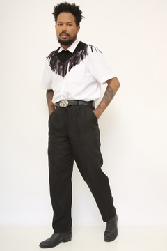 Calça linho preto vintage na internet