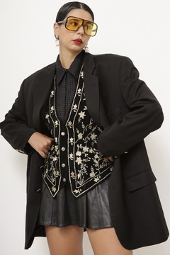 Maxi blazer preto vintage classico EDUARDO GUINLE - loja online