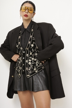Maxi blazer preto vintage classico EDUARDO GUINLE - Capichó Brechó