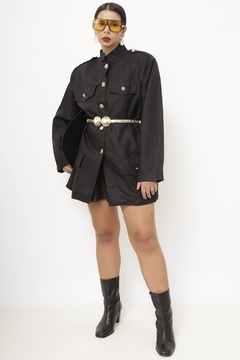 Blazer rami preto corte militar - loja online