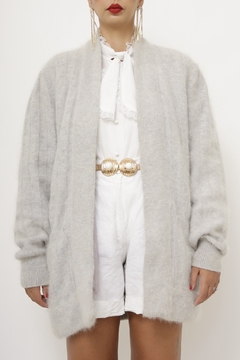 Cardigan cinza forrado vintage - Capichó Brechó