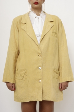 Blazer amarelo linho alongado - loja online