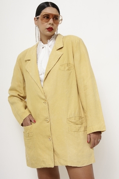 Blazer amarelo linho alongado