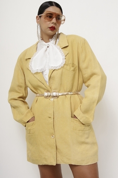 Blazer amarelo linho alongado