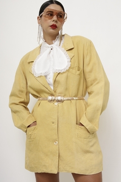 Blazer amarelo linho alongado