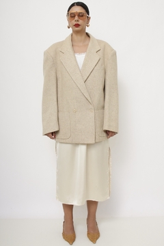 Blazer lã bege maxi manga 80´s - loja online