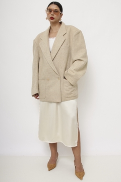 Blazer lã bege maxi manga 80´s