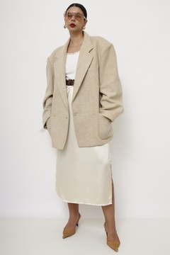 Blazer lã bege maxi manga 80´s