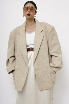 Blazer lã bege maxi manga 80´s - loja online