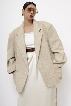 Blazer lã bege maxi manga 80´s - loja online