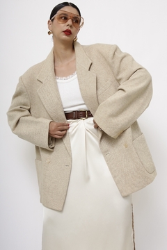 Blazer lã bege maxi manga 80´s - comprar online