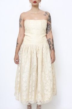 Vestido renda vintage midi GRACE com laço