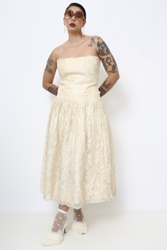 Vestido renda vintage midi GRACE com laço - comprar online