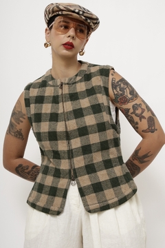 Colete xadrez ARMANI lã verde